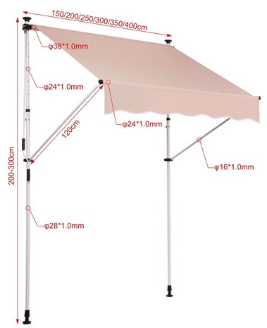 Klem zonnescherm Wistirla 400x120 cm,beige, 