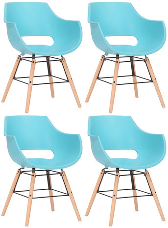 Set van 4 stoelen Skein Blauw,natura