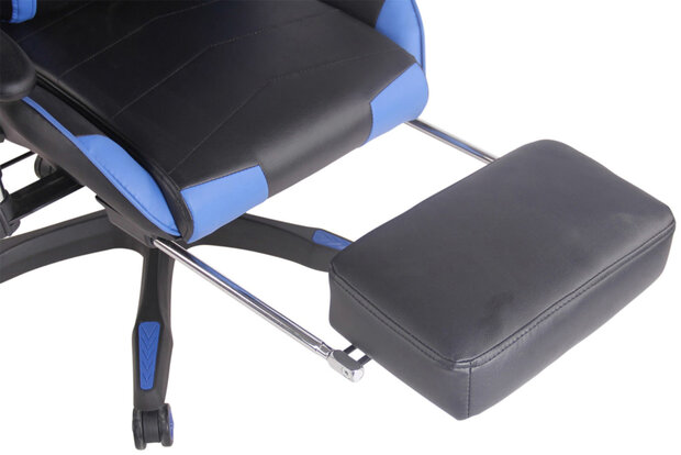 Racing bureaustoel XL Torbu met voetsteun Zwart/Blauw,Kunstleder