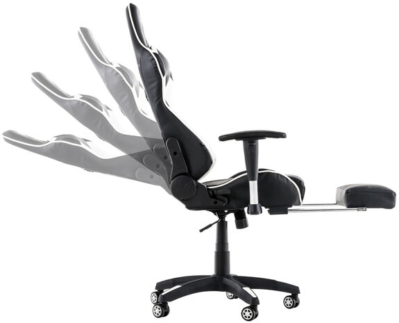 Racing bureaustoel XL Torbu met voetsteun Zwart/Wit,Kunstleder