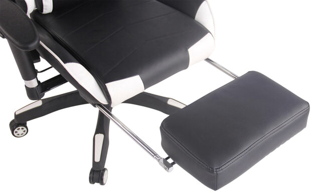 Racing bureaustoel XL Torbu met voetsteun Zwart/Wit,Kunstleder