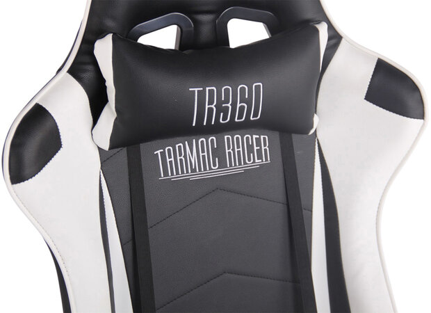 Racing bureaustoel XL Torbu met voetsteun Zwart/Wit,Kunstleder