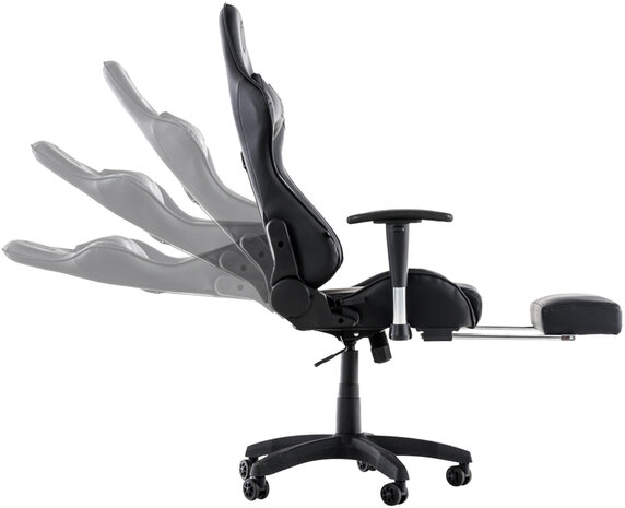 Racing bureaustoel XL Torbu met voetsteun Zwart/Zwart,Kunstleder