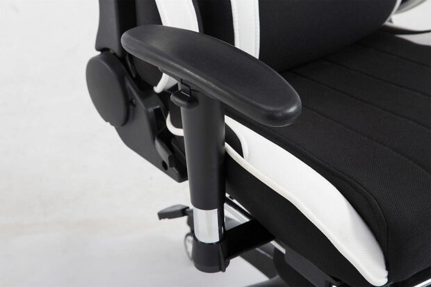 Racing bureaustoel Sheft V2 stof Zwart/Wit,mit Fußablage