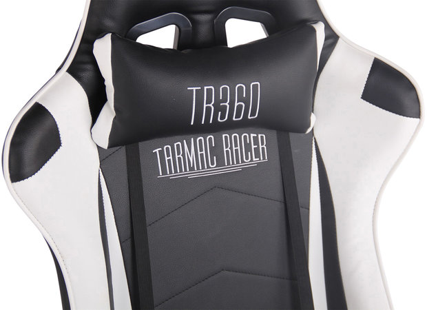 Racing bureaustoel XL Torbu met voetsteun Wit/Zwart,Kunstleder