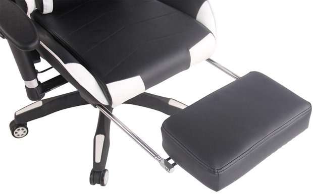 Racing bureaustoel XL Torbu met voetsteun Wit/Zwart,Kunstleder