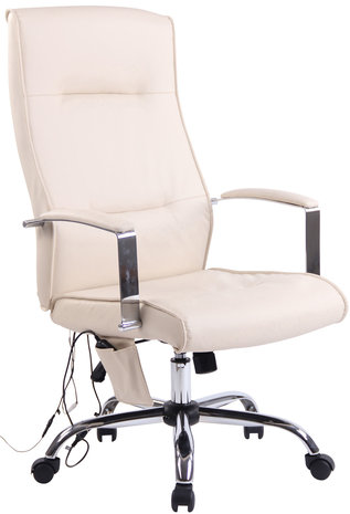 Partlond bureaustoel met massagefunctie Creme,Kunstleder