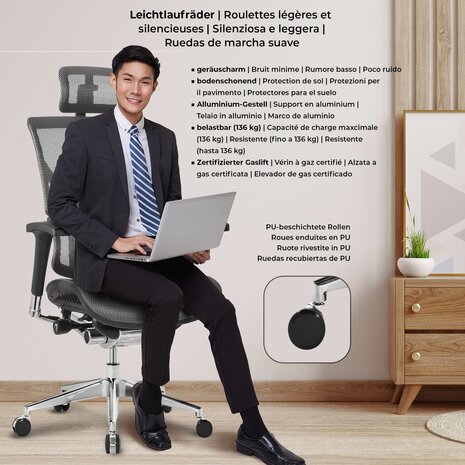 Ergonomische Bureaustoel Spokane Grijs