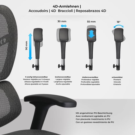 Ergonomische Bureaustoel Norfolk Grijs