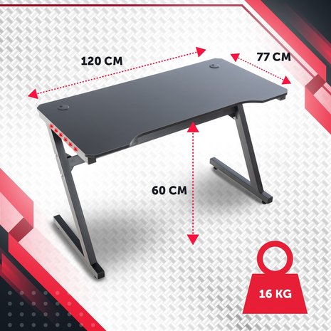 Gaming tafel Lewiston Zwart