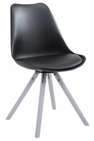 Eetkamerstoel Teulouso Rond frame Kunstleer Zwart,Wit
