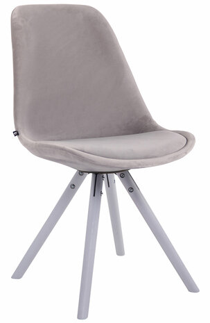 Eetkamerstoel Teulouso fluweel rond frame Grijs,Wit