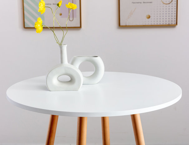 Statafel Narje rond Wit,natura (rund)