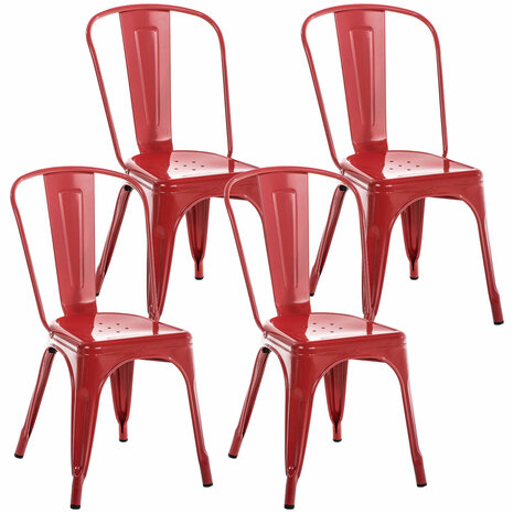 Set van 4 Binedekt stoelen rood, Rood