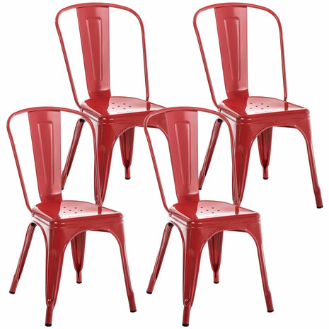Set van 4 Binedekt stoelen rood, Rood