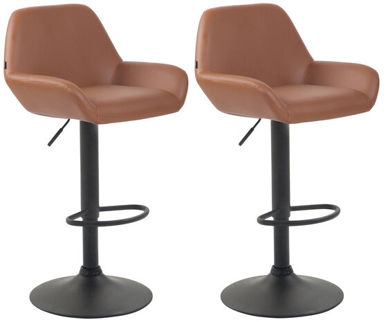 Set van 2 barkrukken Brigi kunstleer licht bruin,zwart, Bruin