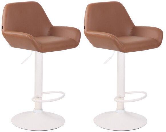 Set van 2 barkrukken Brigi kunstleer licht bruin,wit, Bruin