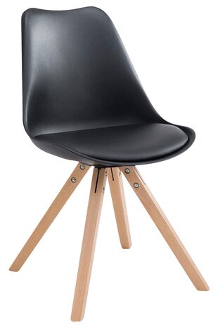 Set van 4 stoelen Teulouso - Vierkant - Kunstleer zwart,natura, Zwart