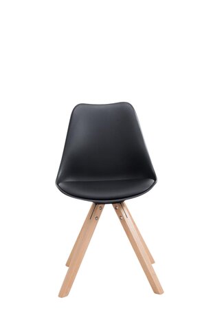 Set van 4 stoelen Teulouso - Vierkant - Kunstleer zwart,natura, Zwart