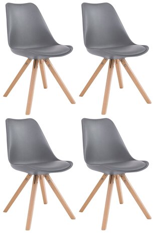 Set van 4 stoelen Teulouso - Vierkant - Kunstleer grijs,natura, Grijs