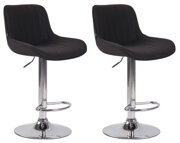 Set van 2 barkrukken Lintine stof zwart,chroom, Zwart