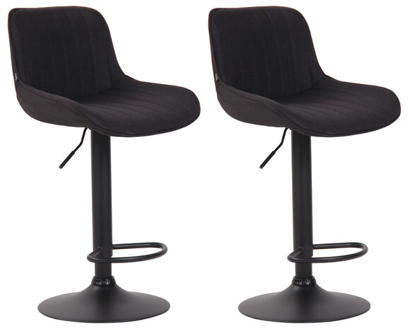 Set van 2 barkrukken Lintine stof zwart,zwart, Zwart
