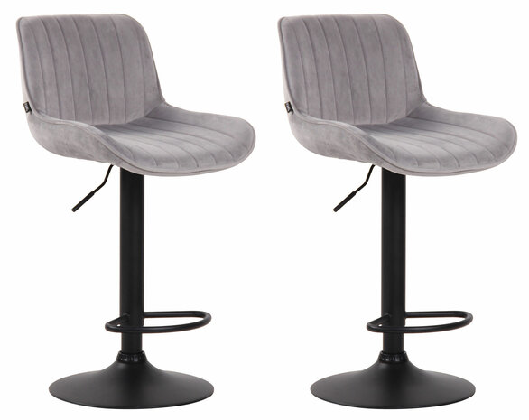 Set van 2 Barkrukken Lintine Fluweel grijs,zwart, Grijs