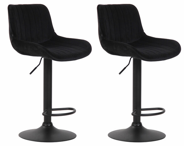 Set van 2 Barkrukken Lintine Fluweel zwart,zwart, Zwart