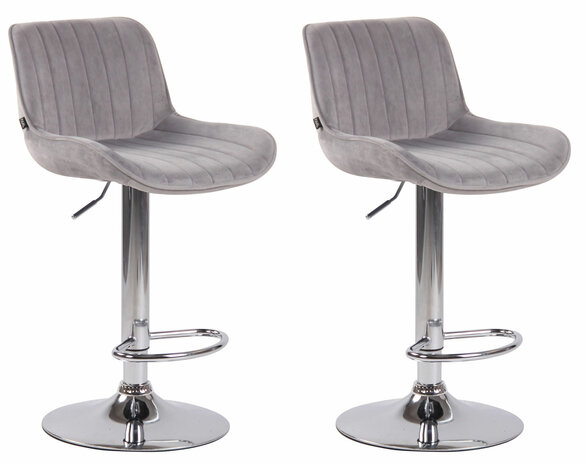 Set van 2 Barkrukken Lintine Fluweel grijs,chroom, Grijs