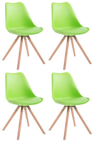 Set van 4 eetkamerstoelen Teulouso kunstleer rond groen,natura, Groen