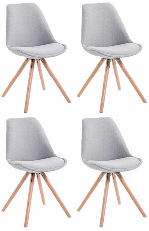 Set van 4 eetkamerstoelen Teulouso stof rond grijs,natura, Grijs