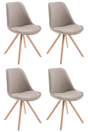 Set van 4 eetkamerstoelen Teulouso stof rond Taupe,natura