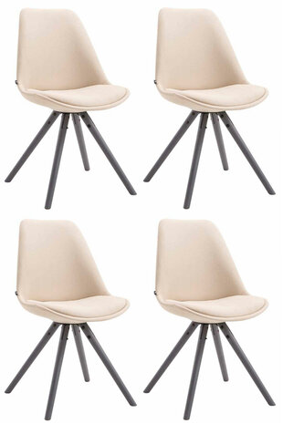 Set van 4 eetkamerstoelen Teulouso stof rond Creme,grijs