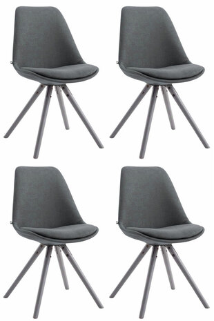 Set van 4 eetkamerstoelen Teulouso stof rond donkergrijs,grijs, Grijs