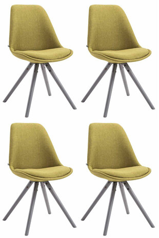 Set van 4 eetkamerstoelen Teulouso stof rond groen,grijs, Groen