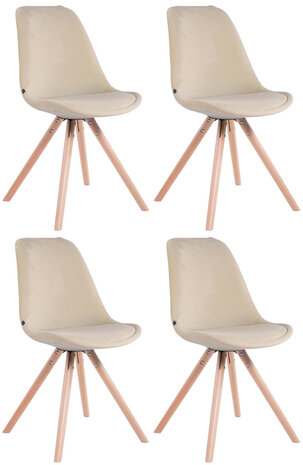 Set van 4 Stoelen Teulouso Rond frame - Fluweel Creme,natura