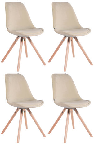 Set van 4 Stoelen Teulouso Rond frame - Fluweel Creme,natura