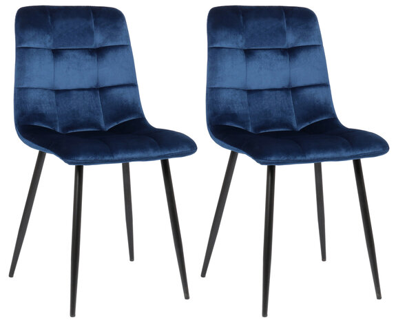 Set van 2 eetkamerstoelen Teldi Blauww,Fluweel