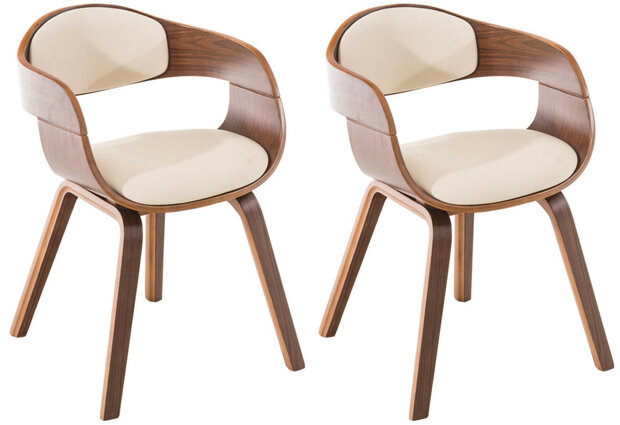 Set van 2 Kongstin Stoelen Kunstleer walnoot/Creme