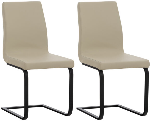 Set van 2 eetkamerstoelen Billia Creme,Kunstleer