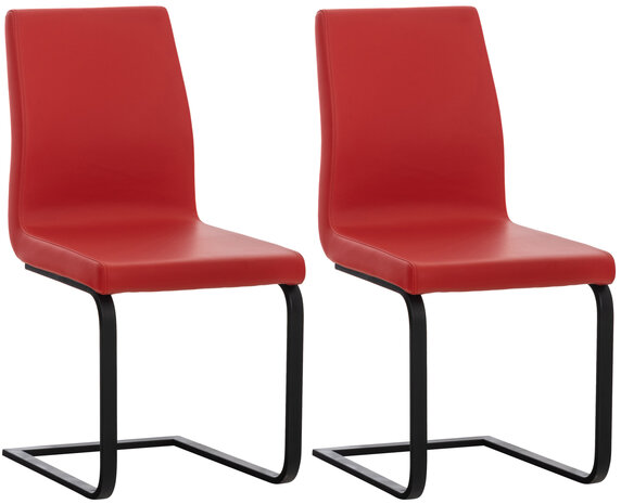 Set van 2 eetkamerstoelen Billia rood,Kunstleer, Rood