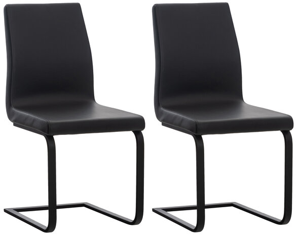 Set van 2 eetkamerstoelen Billia zwart,Kunstleer, Zwart