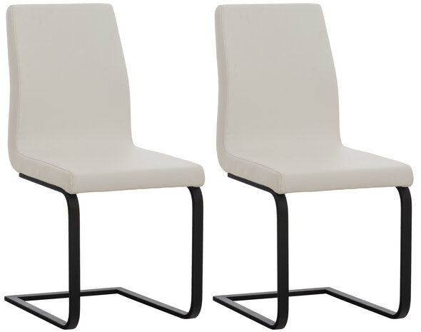 Set van 2 eetkamerstoelen Billia wit,Kunstleer, Wit