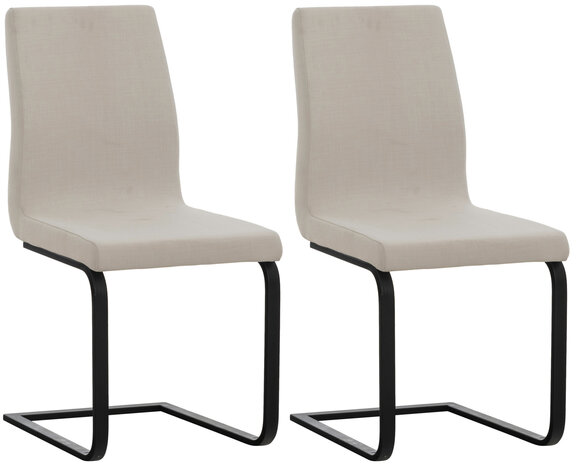 Set van 2 eetkamerstoelen Billia wit,Stof, Wit