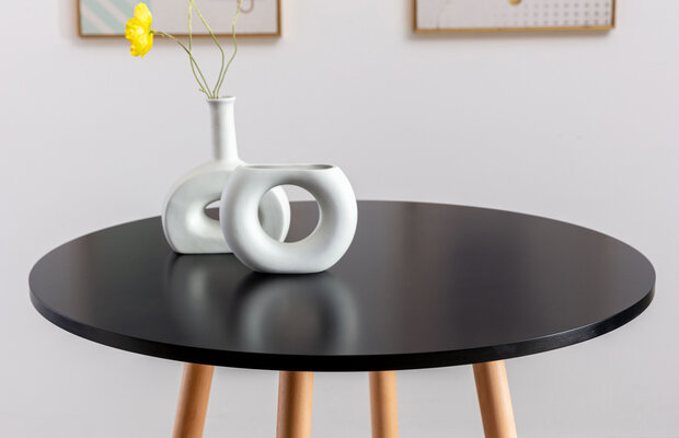 Statafel Narje rond zwart,natura (ronde), Zwart