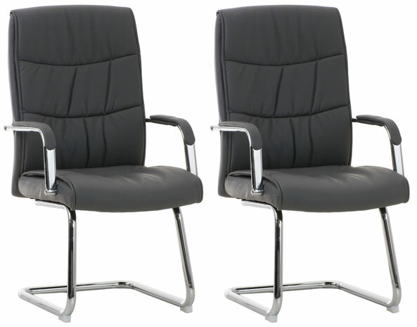 Set van 2 Cora eetkamerstoelen - Kunstleer grijs, Grijs