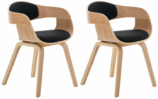 Set van 2 Kongstin eetkamerstoelen Stof natura/zwart,natura, Zwart