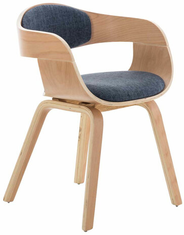 Set van 2 Kongstin eetkamerstoelen Stof natura/Blauww,natura