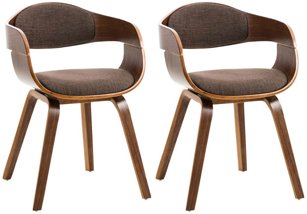 Set van 2 Kongstin eetkamerstoelen Stof walnoot/bruin,walnoot, Bruin