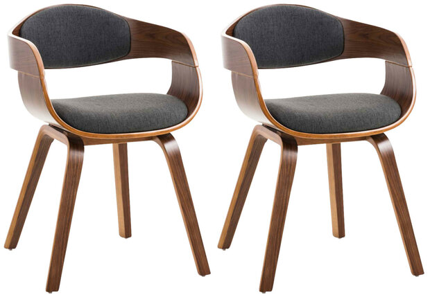 Set van 2 Kongstin eetkamerstoelen Stof walnoot/donkergrijs,walnoot, Grijs